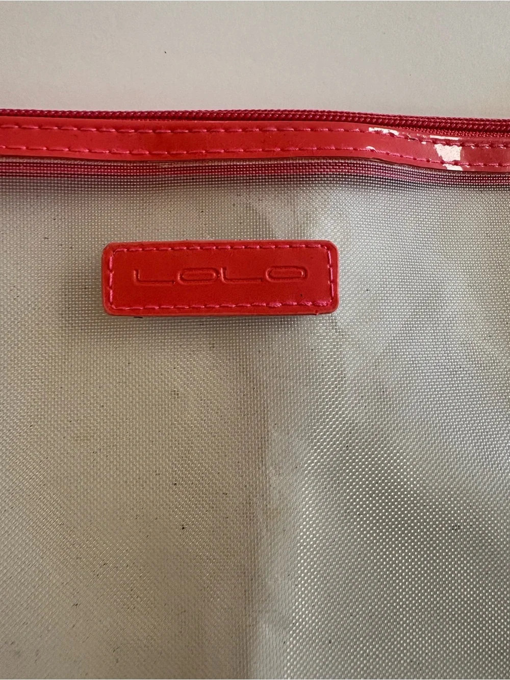 LOLO Vitamin Sea Clear mesh Beach Pouch with Red Trim